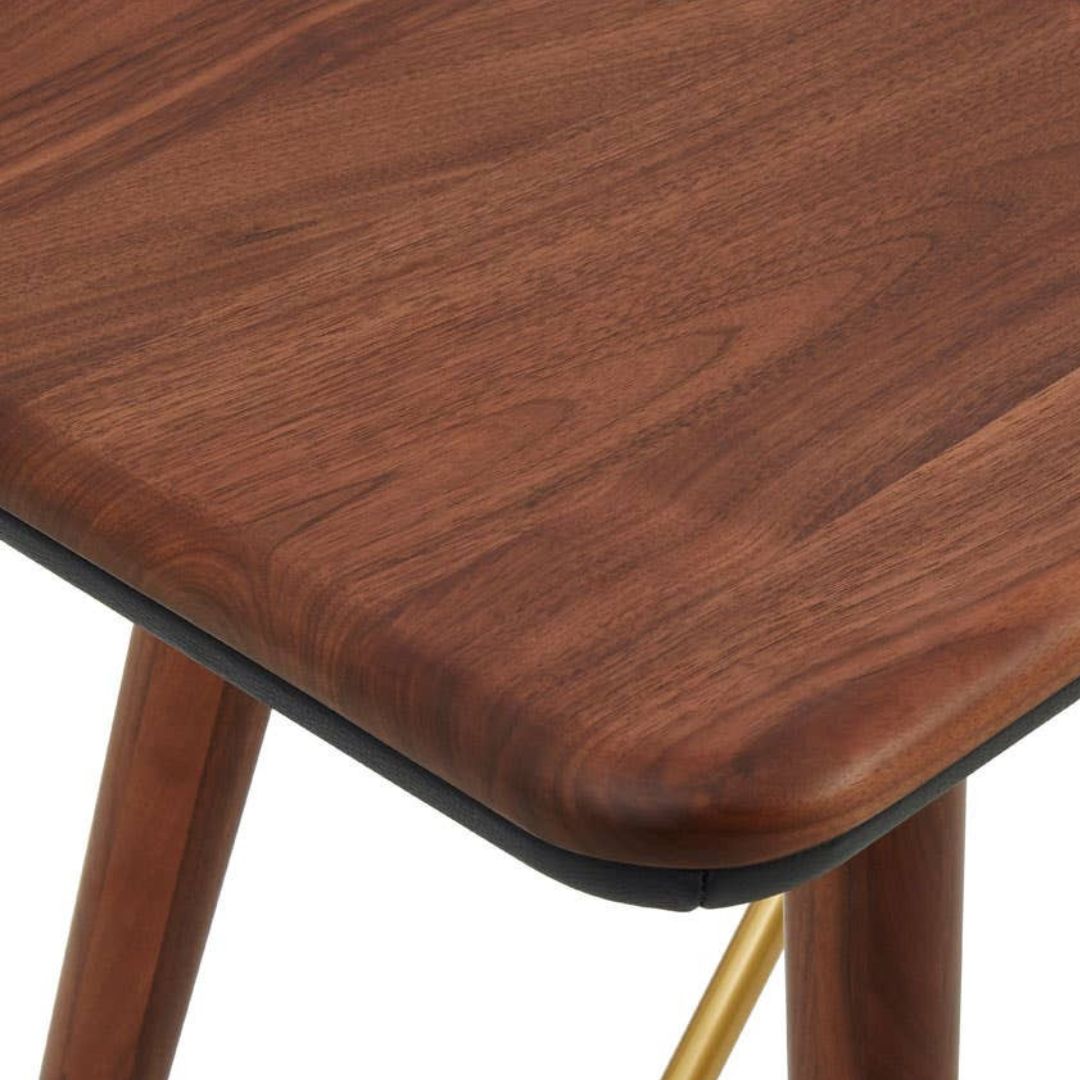 Torino Walnut Console Table – Leather Trim & Brass Detail - INSIDE HOUSE