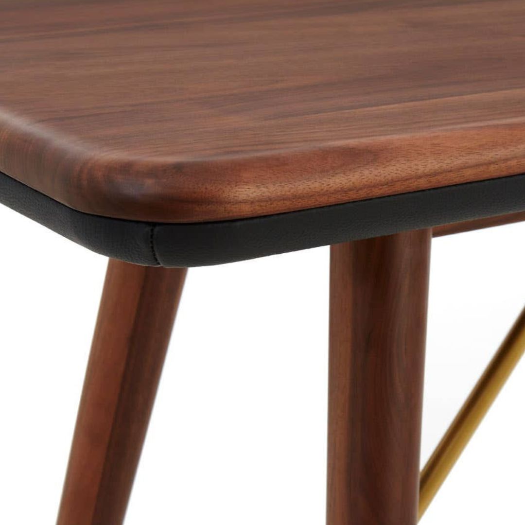 Torino Walnut Console Table – Leather Trim & Brass Detail - INSIDE HOUSE