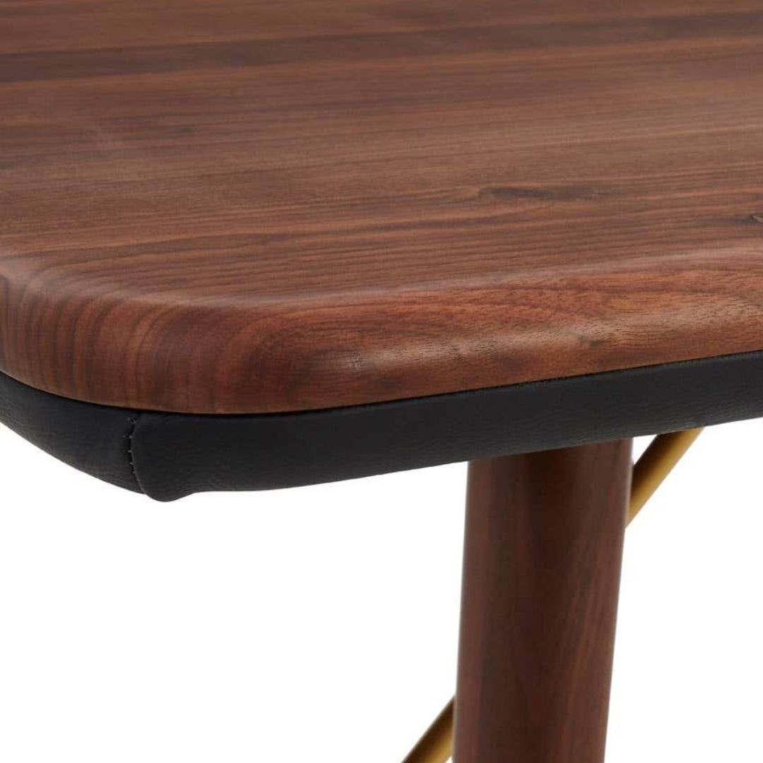 Torino Walnut Dining Table with Leather Trim & Brass Detail - INSIDE HOUSE