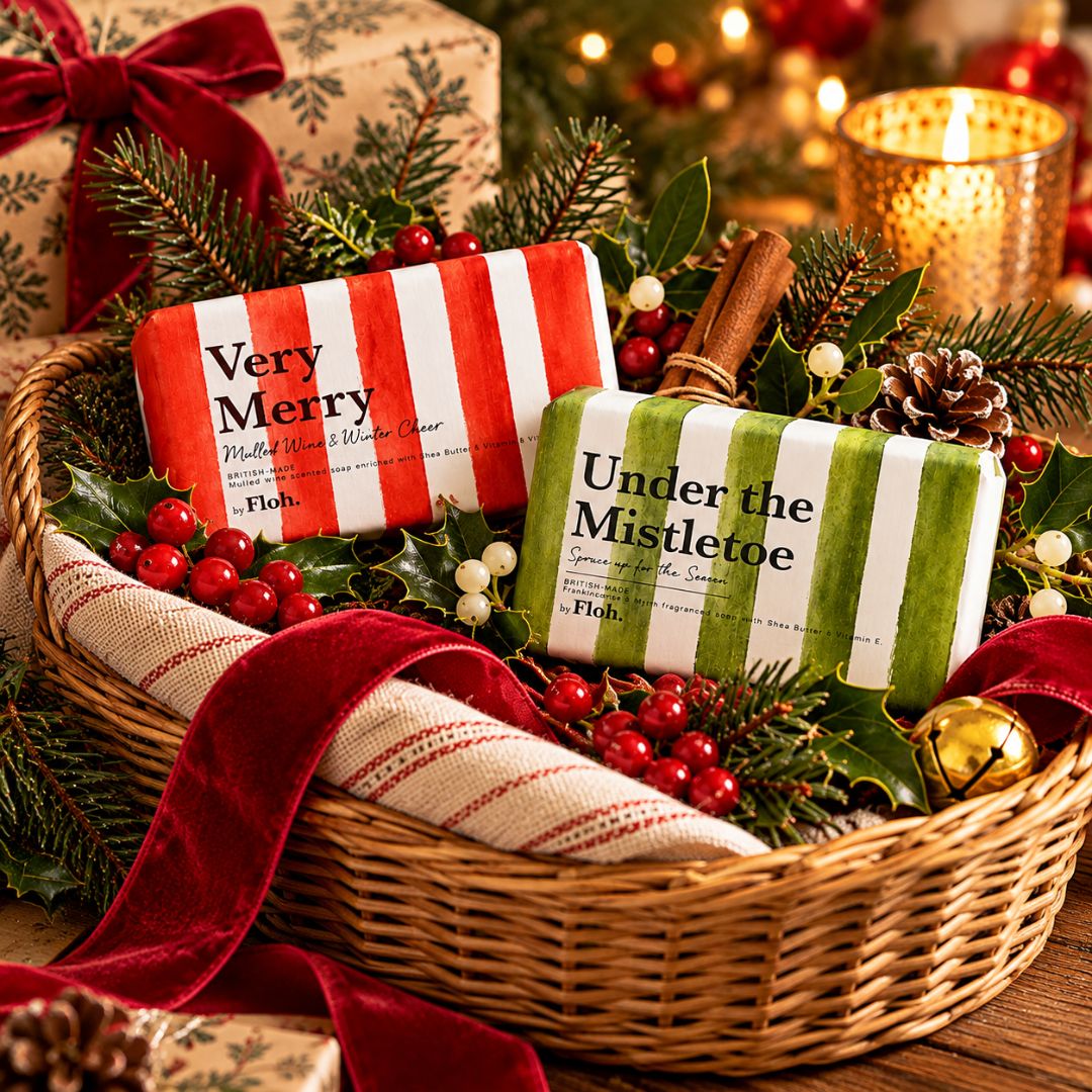 Under the Mistletoe Spruce up for the Season and Very Merry Mulled Wine &amp; Winter Cheer 190g luxury soap bars 