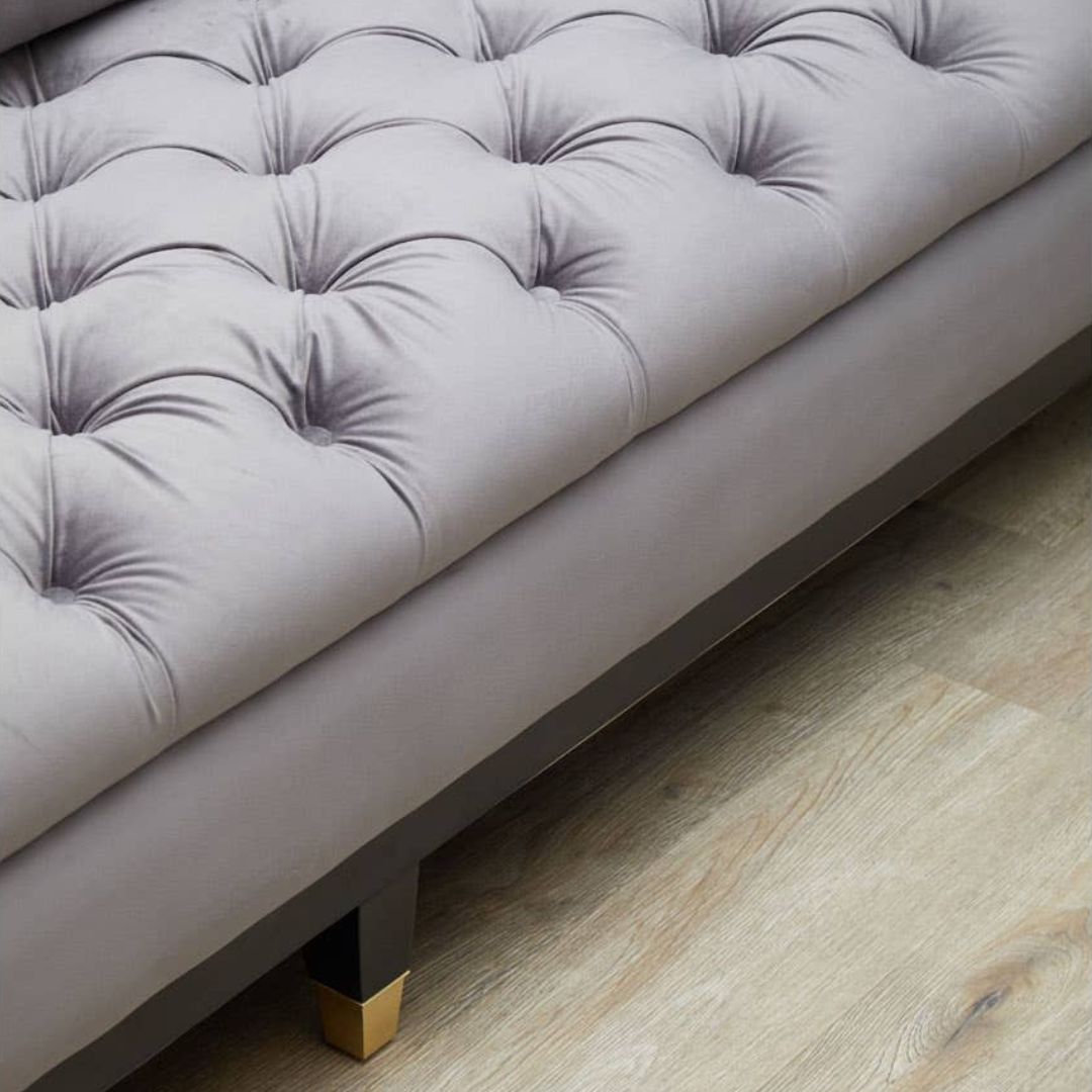 Valenza Grey Fabric Chesterfield 3-Seater Sofa