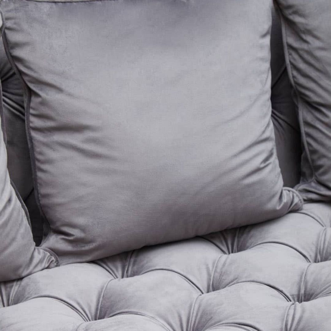 Valenza Grey Fabric Chesterfield 3-Seater Sofa