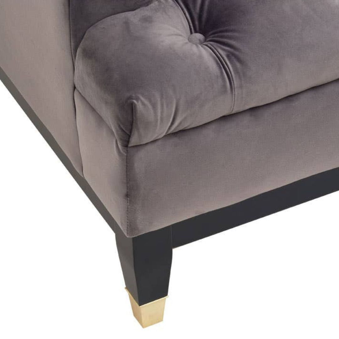 Valenza Grey Fabric Chesterfield 3-Seater Sofa