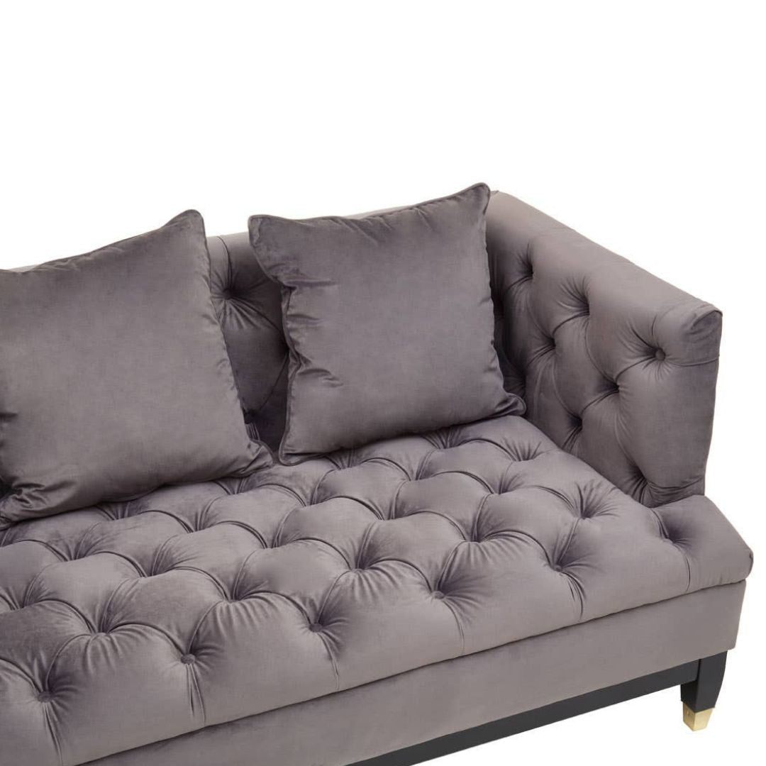 Valenza Grey Fabric Chesterfield 3-Seater Sofa