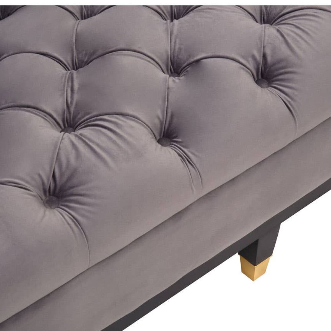 Valenza Grey Fabric Chesterfield 3-Seater Sofa