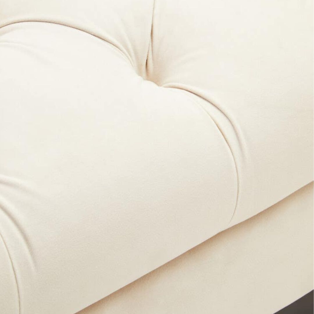 Valenza Ivory Fabric Chesterfield 2-Seater Sofa - INSIDE HOUSE