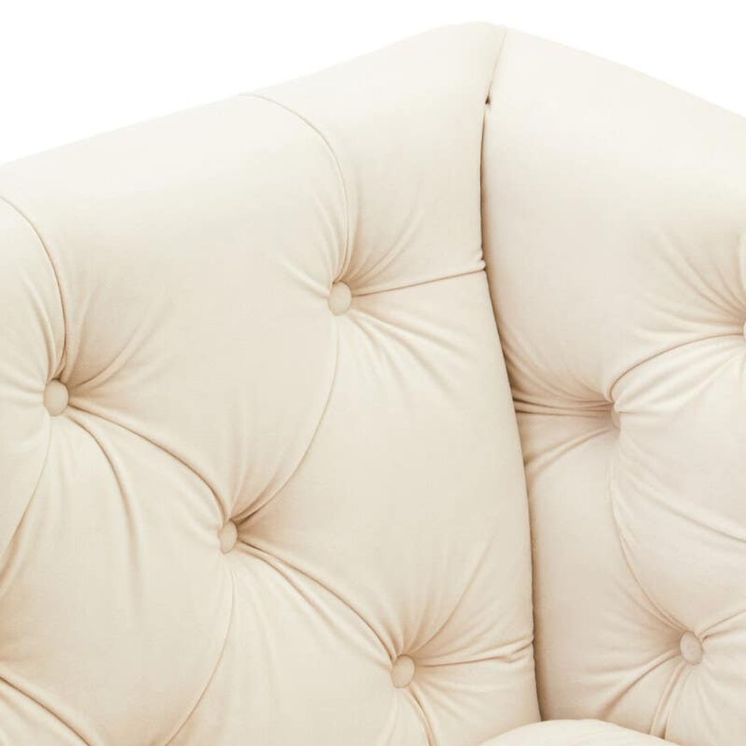 Valenza Ivory Fabric Chesterfield 2-Seater Sofa - INSIDE HOUSE