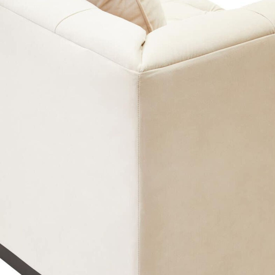 Valenza Ivory Fabric Chesterfield 2-Seater Sofa - INSIDE HOUSE