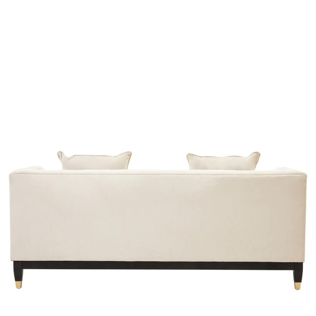 Valenza Ivory Fabric Chesterfield 2-Seater Sofa - INSIDE HOUSE