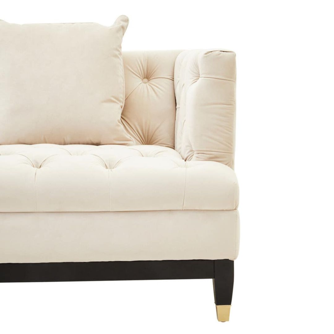 Valenza Ivory Fabric Chesterfield 2-Seater Sofa - INSIDE HOUSE