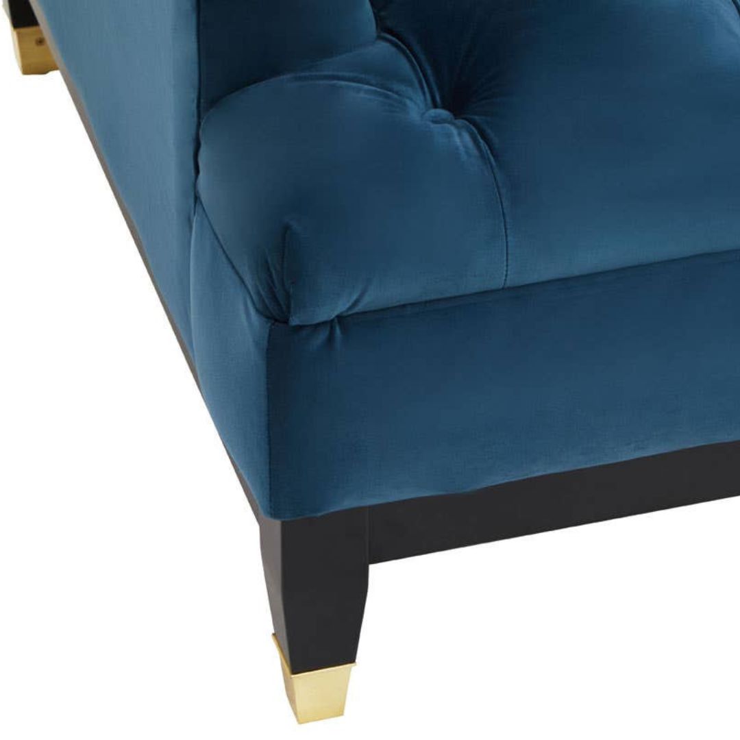 Valenza Navy Fabric Chesterfield 3-Seater Sofa