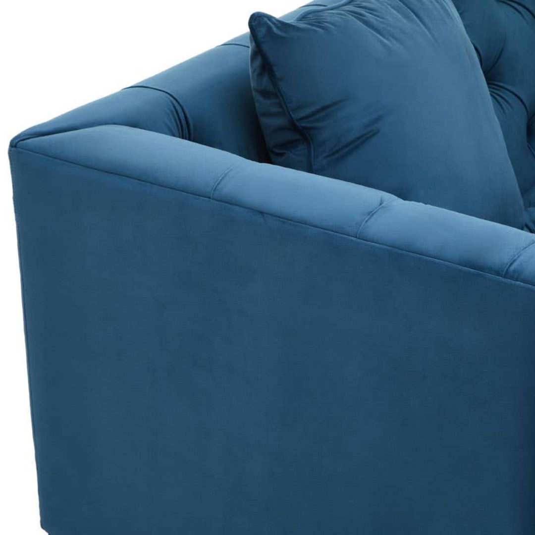 Valenza Navy Fabric Chesterfield 3-Seater Sofa