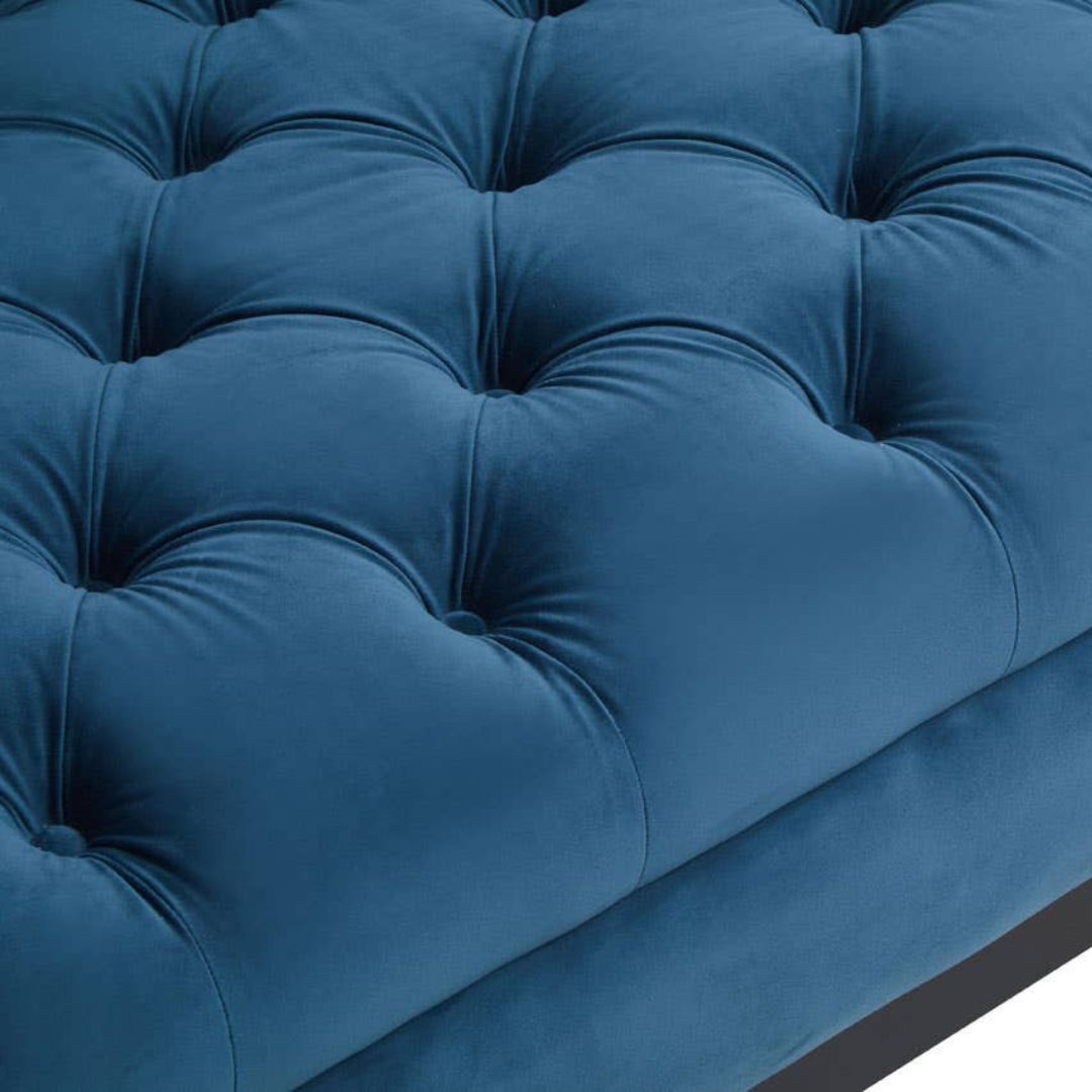 Valenza Navy Fabric Chesterfield 3-Seater Sofa