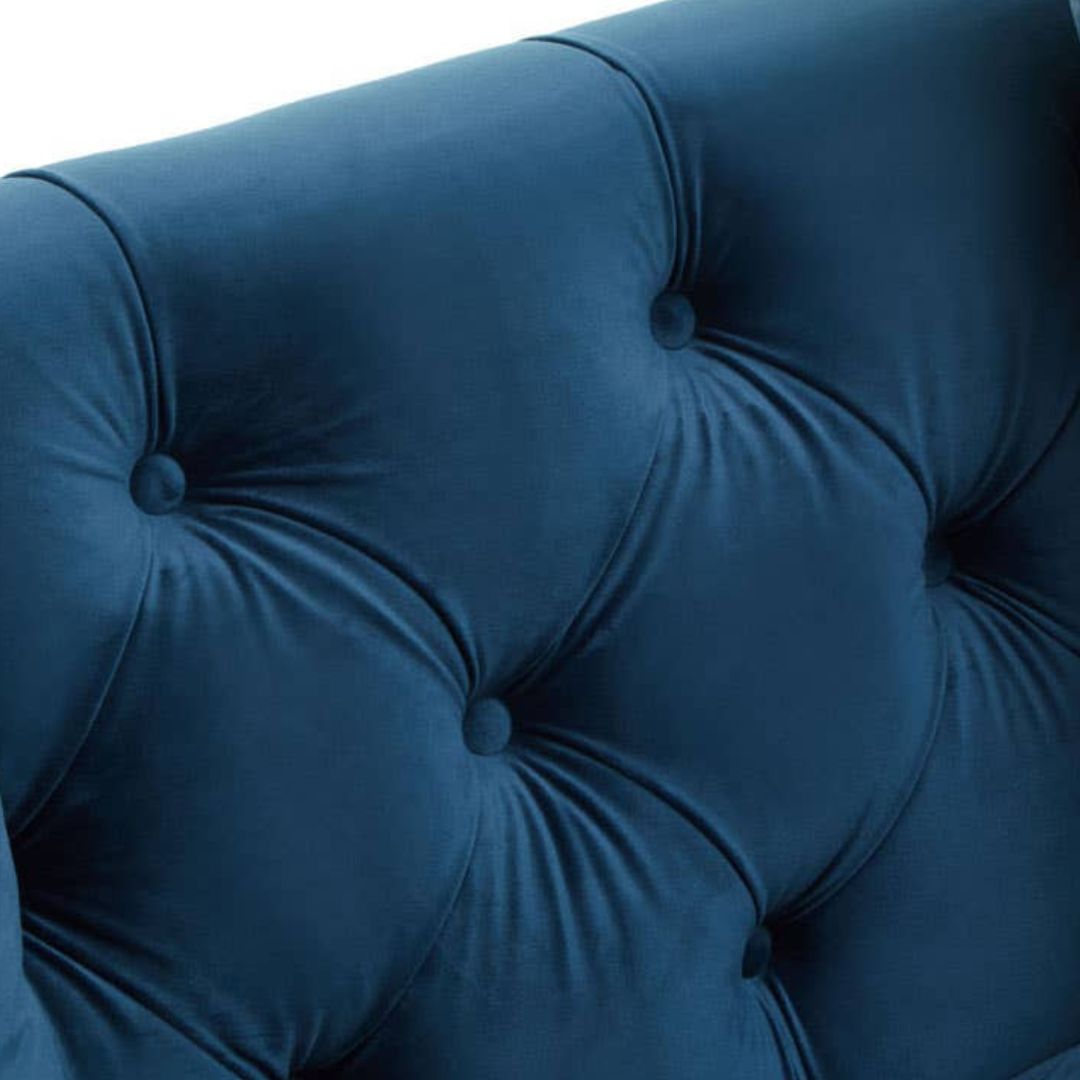 Valenza Navy Fabric Chesterfield 3-Seater Sofa