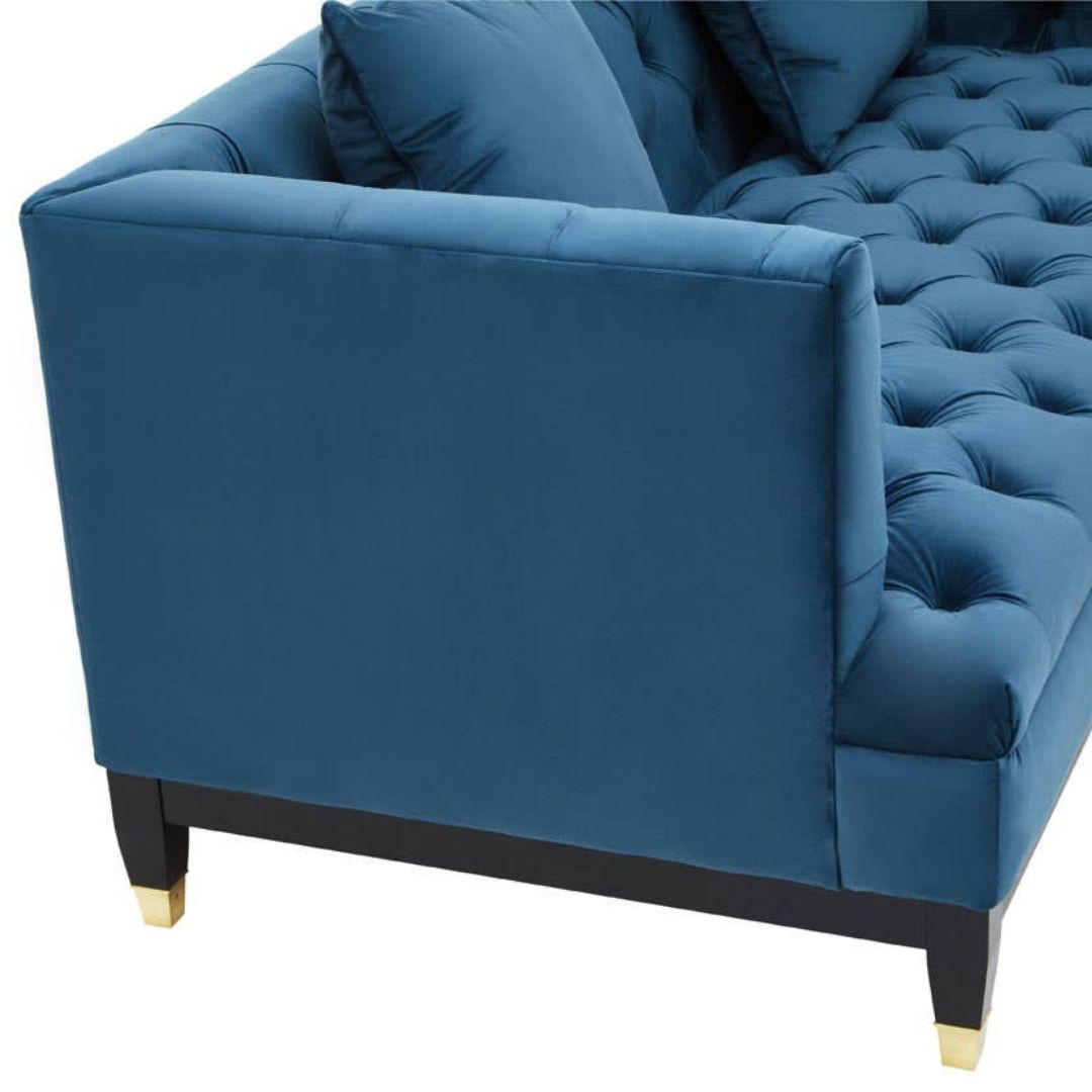 Valenza Navy Fabric Chesterfield 3-Seater Sofa