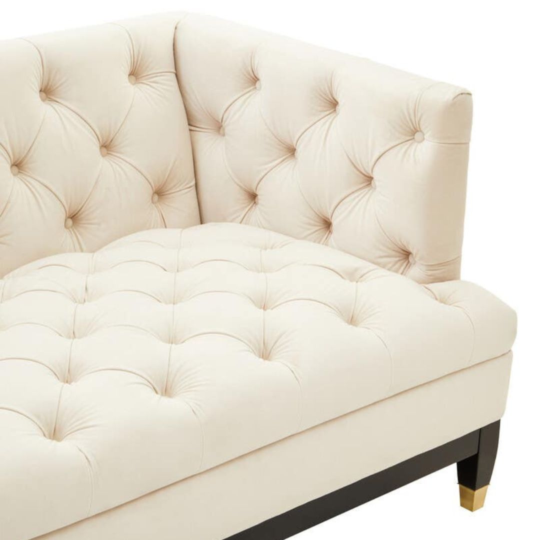 Valenza Viola Sand Fabric Chesterfield 3-Seater Sofa - INSIDE HOUSE