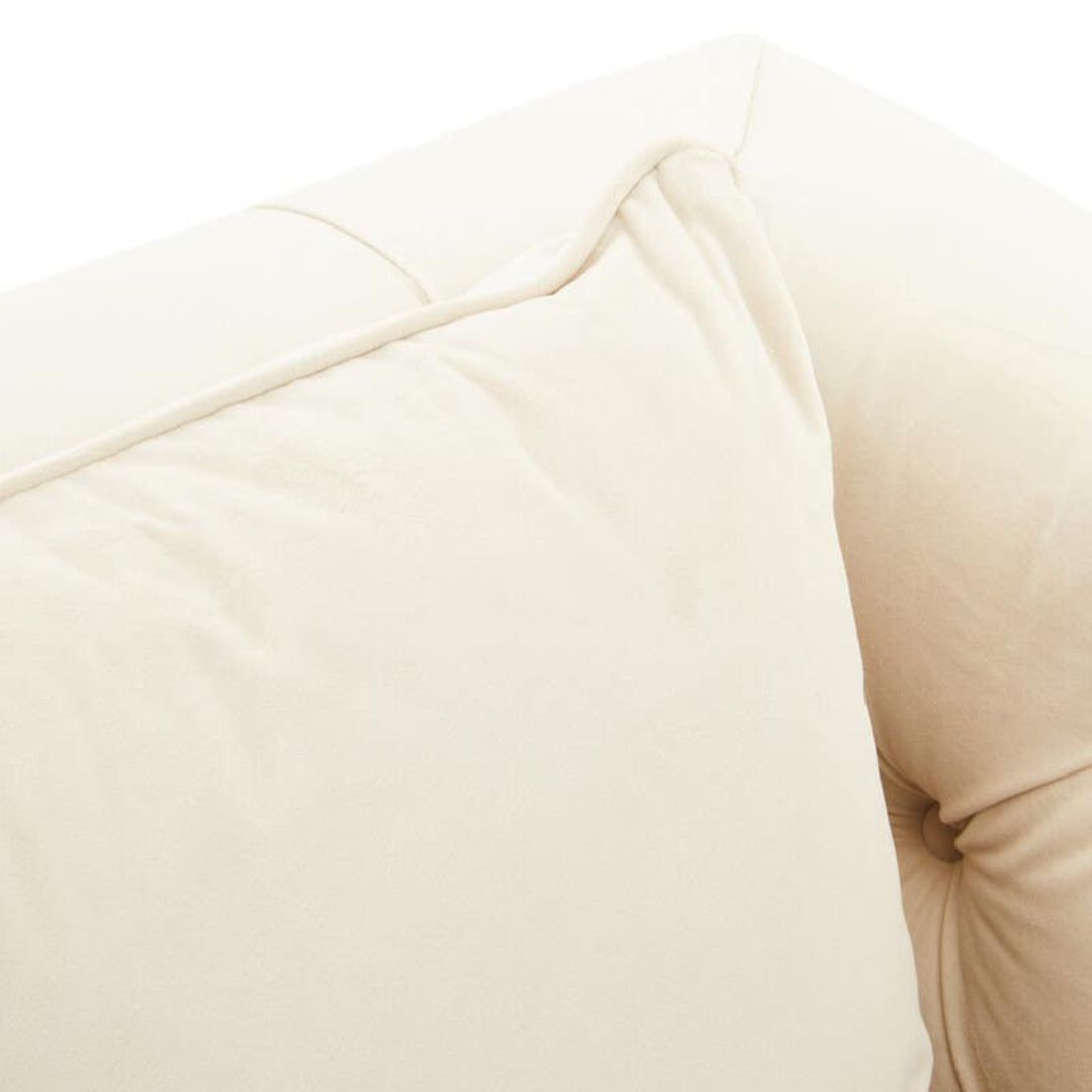 Valenza Viola Sand Fabric Chesterfield 3-Seater Sofa - INSIDE HOUSE