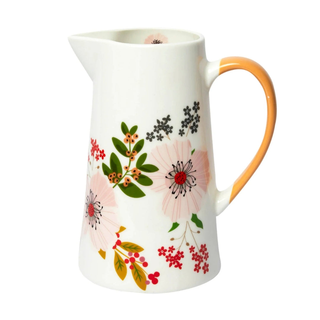 White floral bone China Ceramic Jug - Large