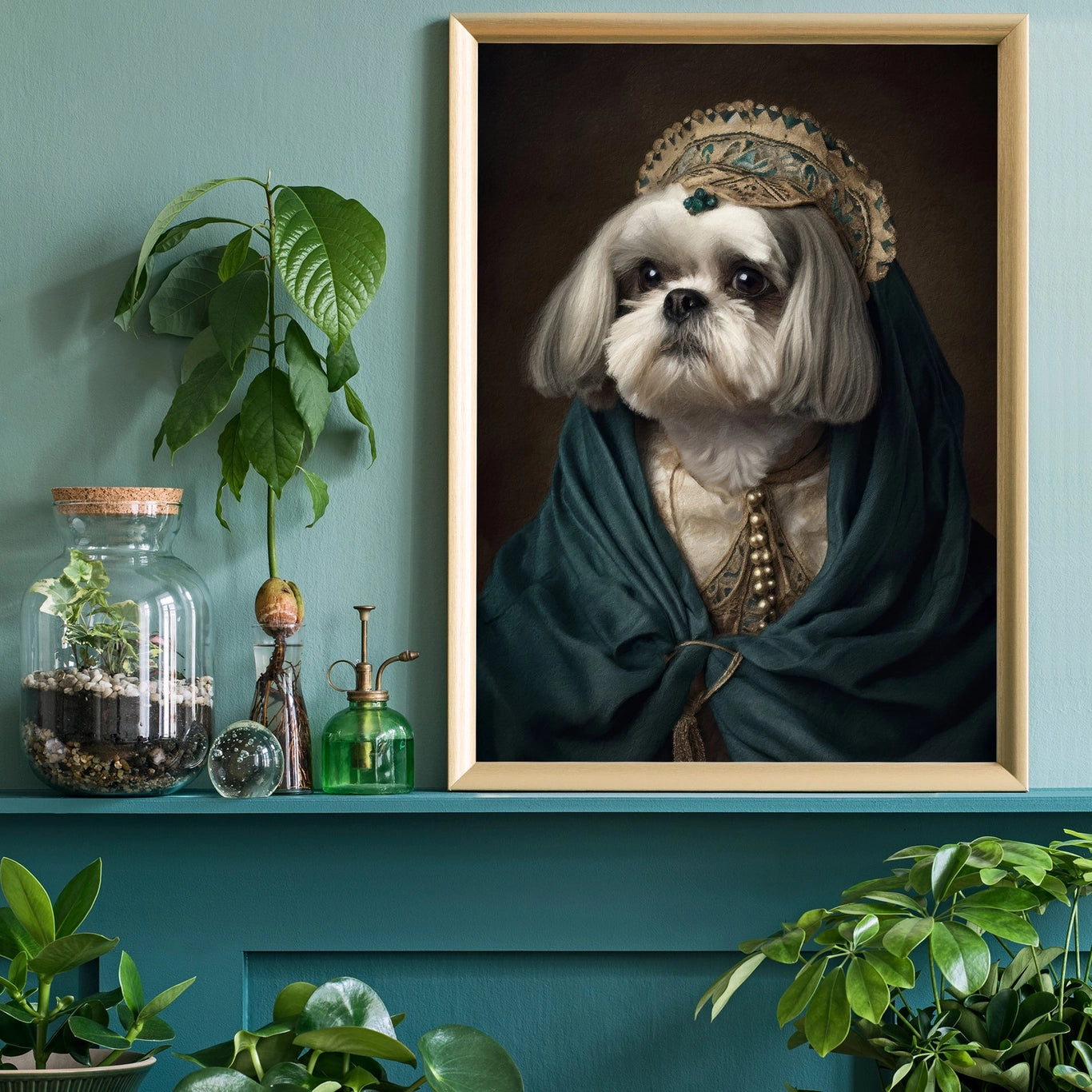 Shih Tzu Dog Portrait Print - INSIDE HOUSE