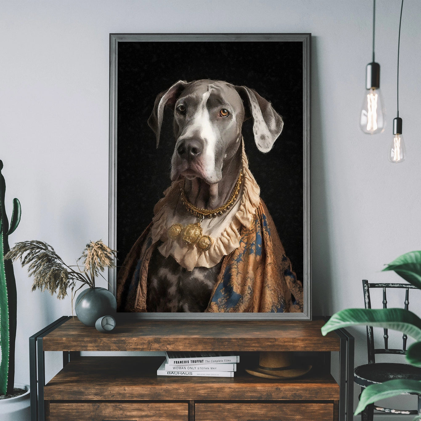 Great Dane Dog Portrait Print - INSIDE HOUSE