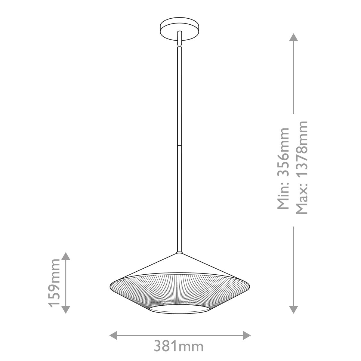 Daphne Matte Black &amp; Natural Large Pendant Light