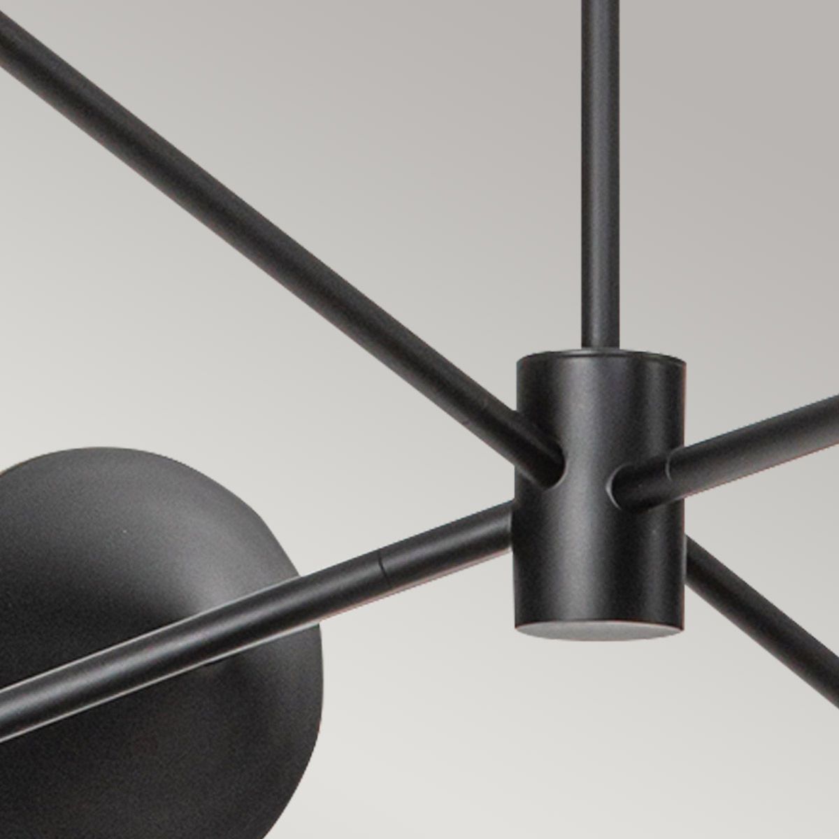 Daphne Matte Black &amp; Natural 6 Light Chandelier