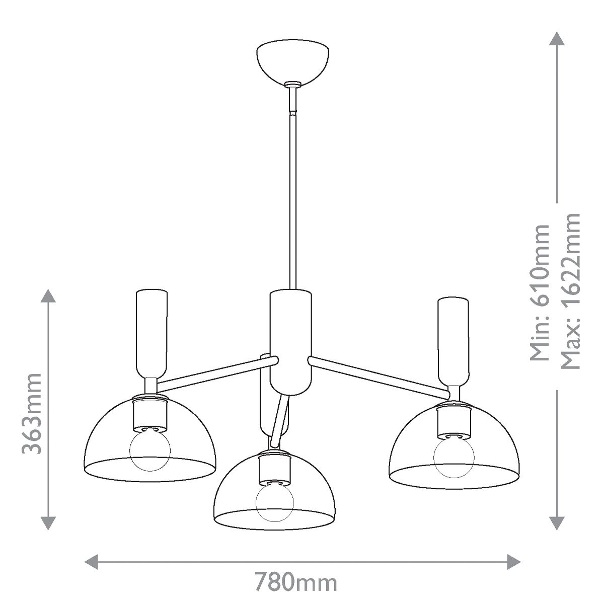 Jude Brushed Gold 3 Light Chandelier