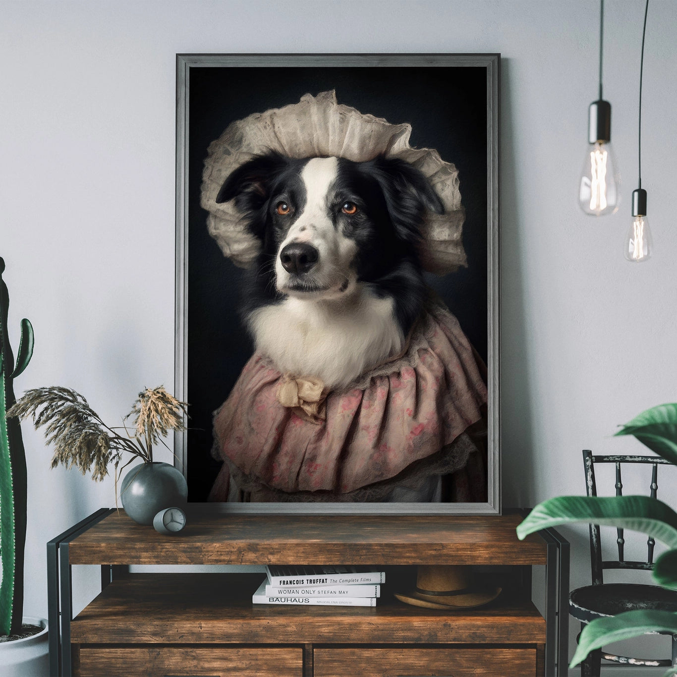 Border Collie Dog Portrait Print - INSIDE HOUSE