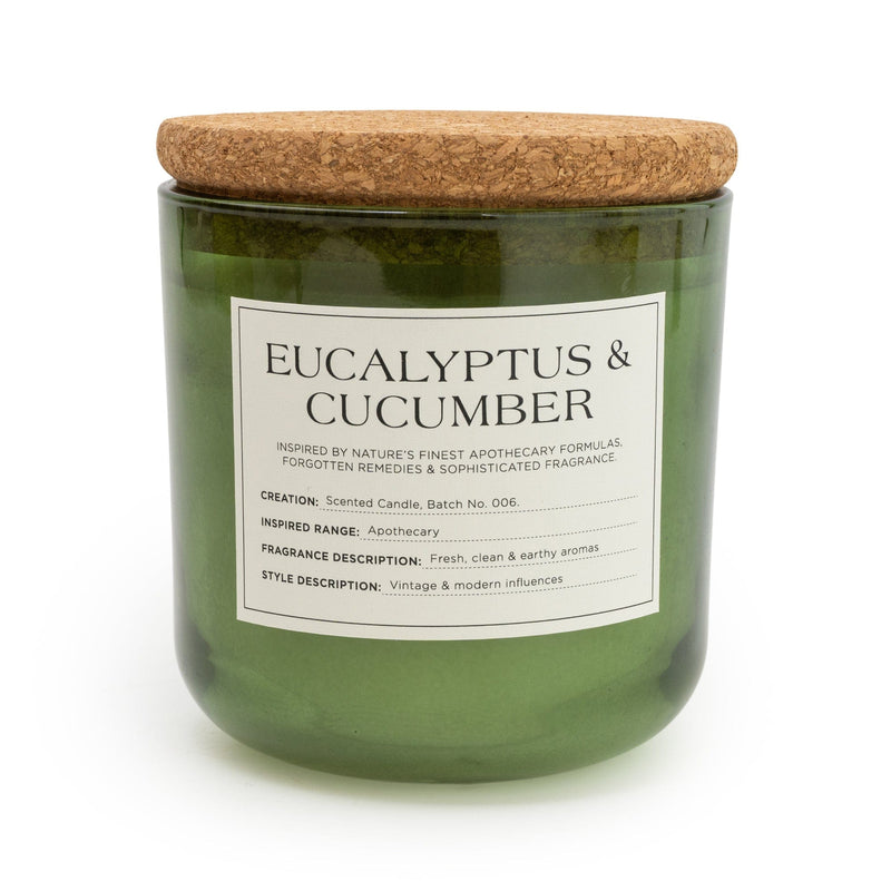 Medium Glass Jar with Cork Lid Eucalyptus & Cucumber