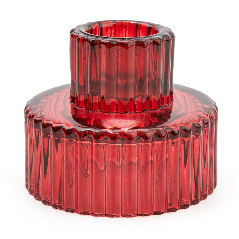 Red Double Ended Glass Candleholder 6.5cm