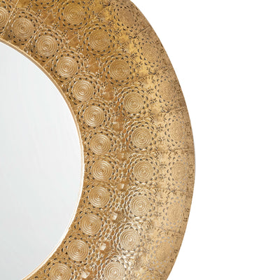 Moroccan Cut Out Gold Filigree Round Mirror