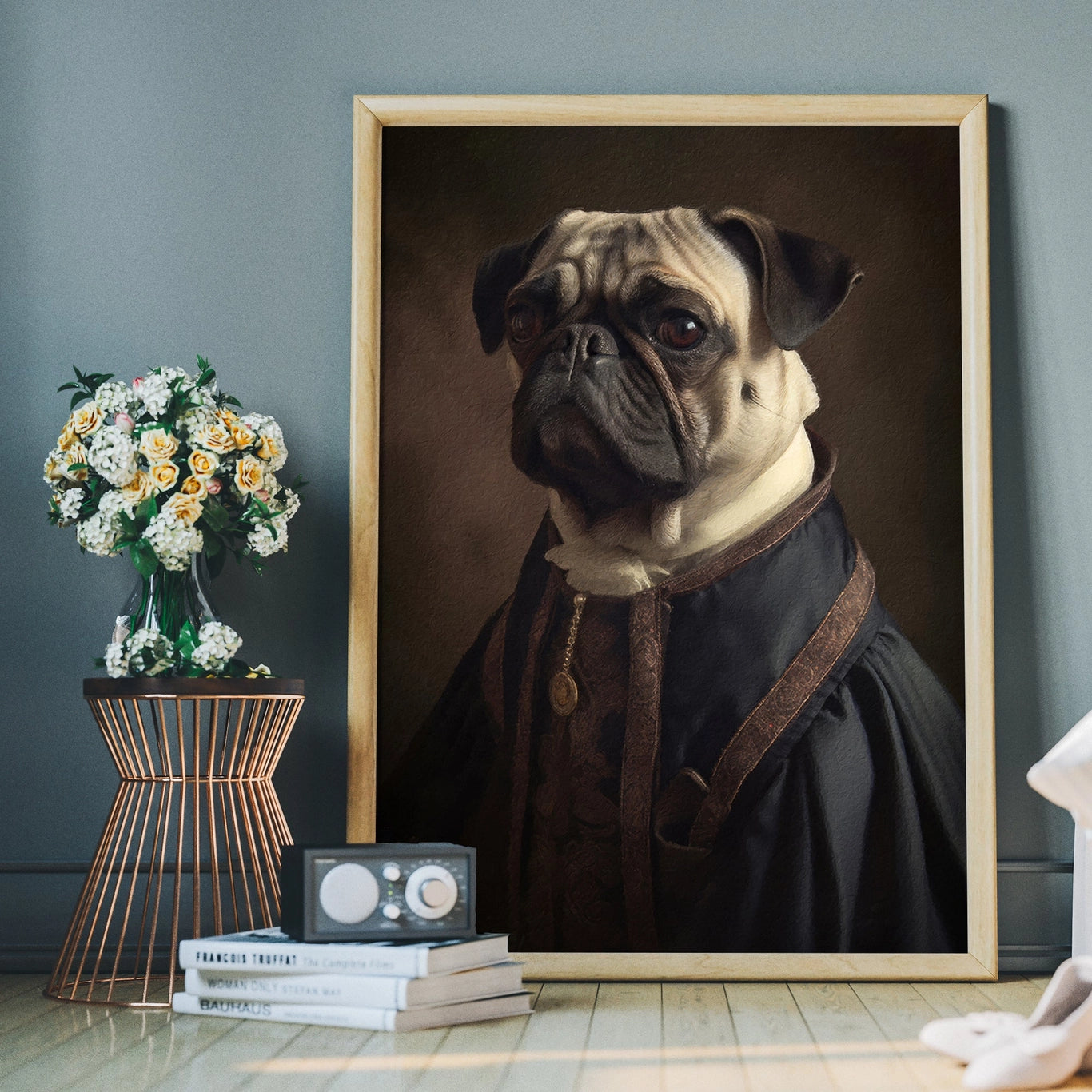Pug Dog Portrait Print - INSIDE HOUSE