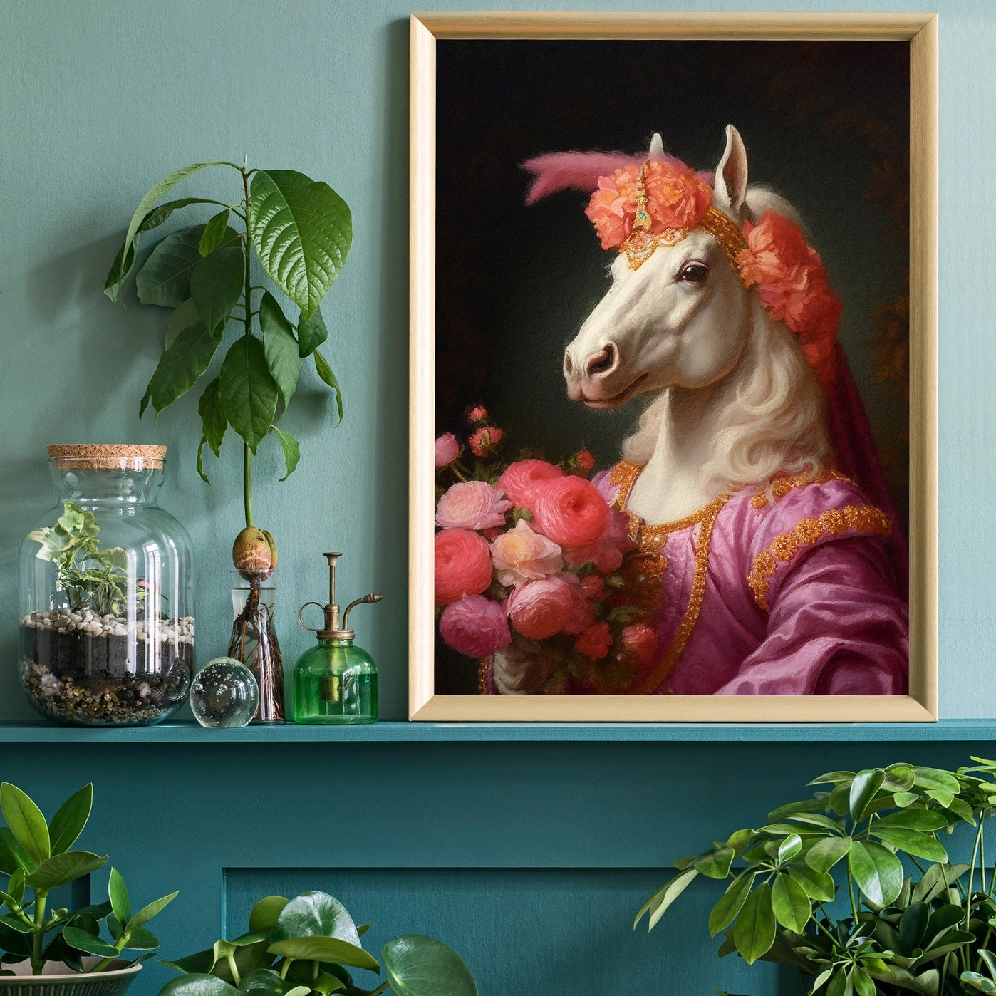 White Horse Animal Portrait Print - INSIDE HOUSE