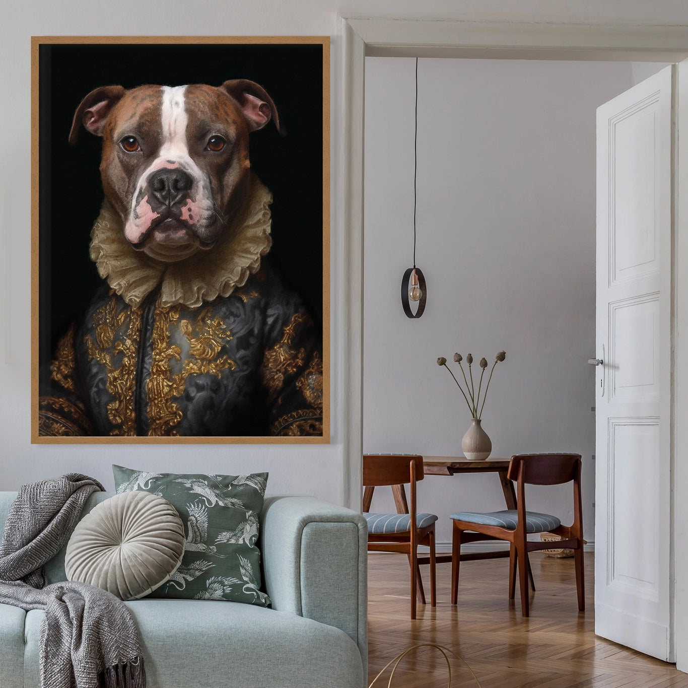 Staffordshire Bull Terrrier Staffy Dog Portrait Print - INSIDE HOUSE