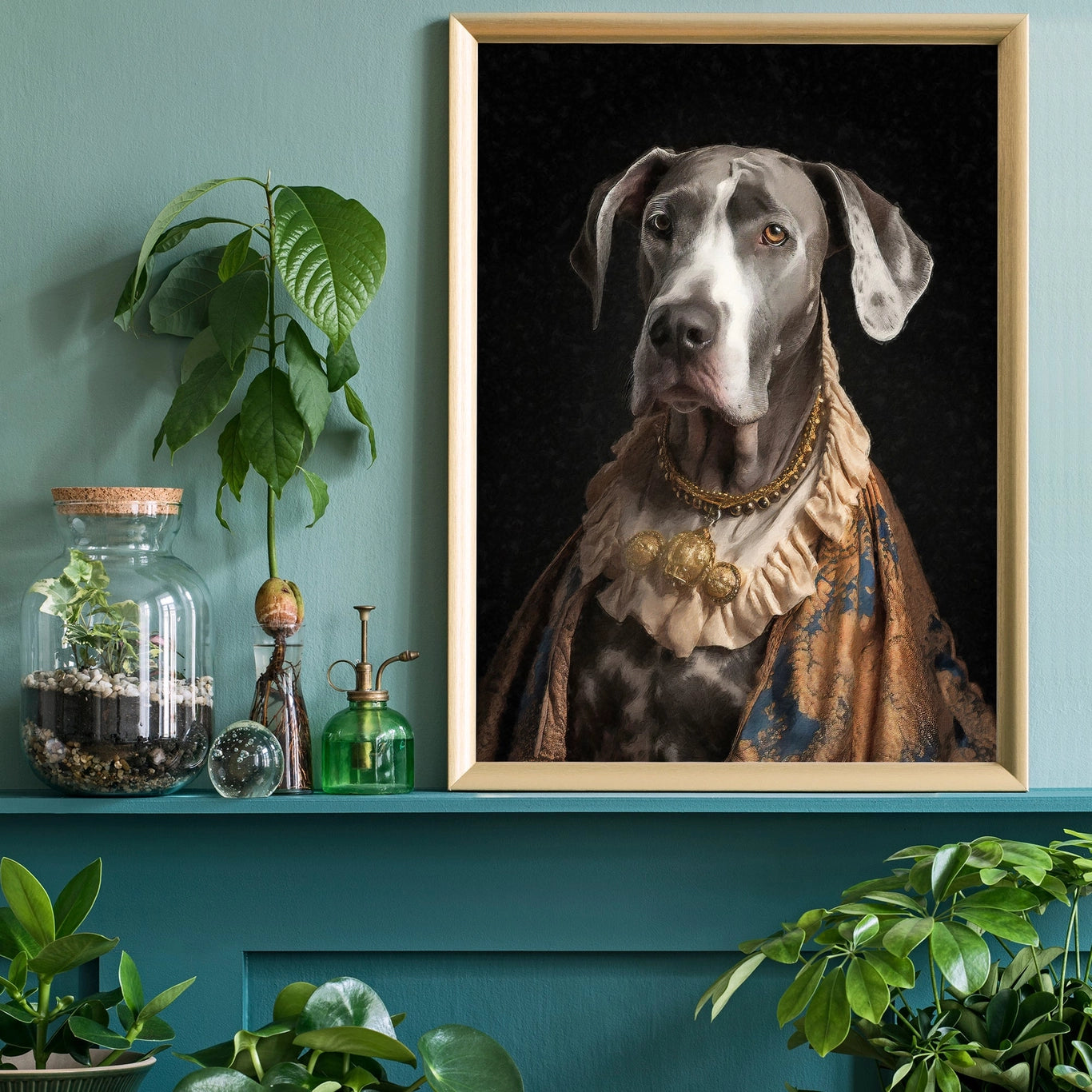 Great Dane Dog Portrait Print - INSIDE HOUSE