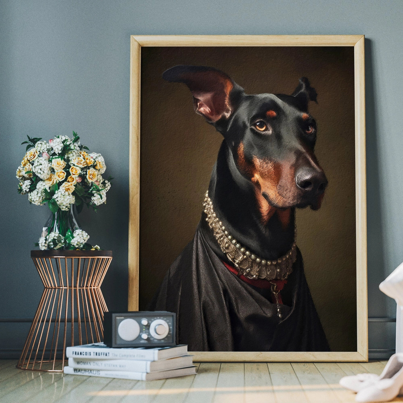 Doberman Dog Portrait Print - INSIDE HOUSE