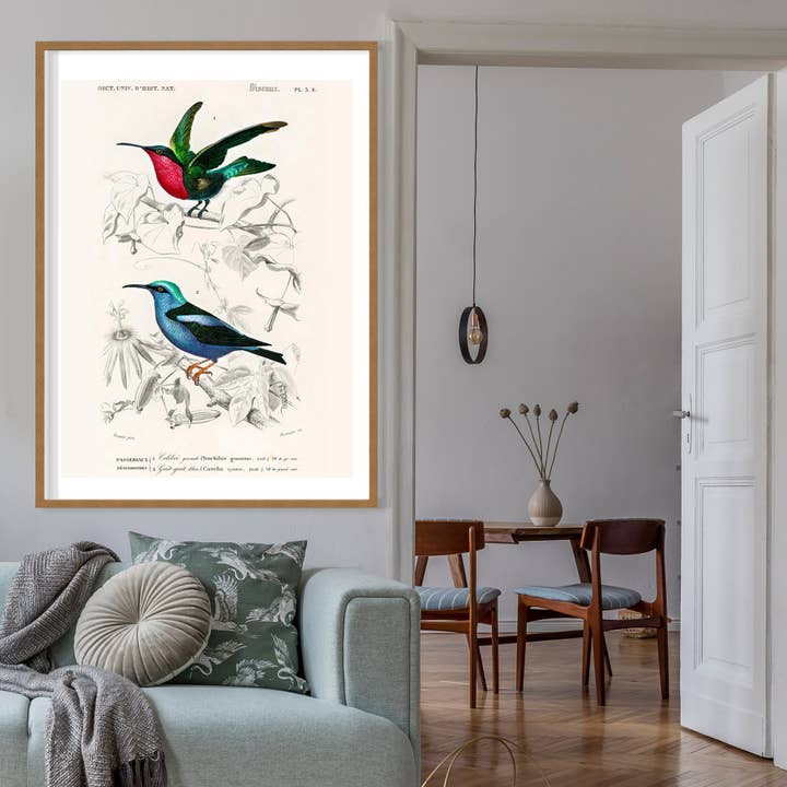 Hummingbird Vintage Paper Print
