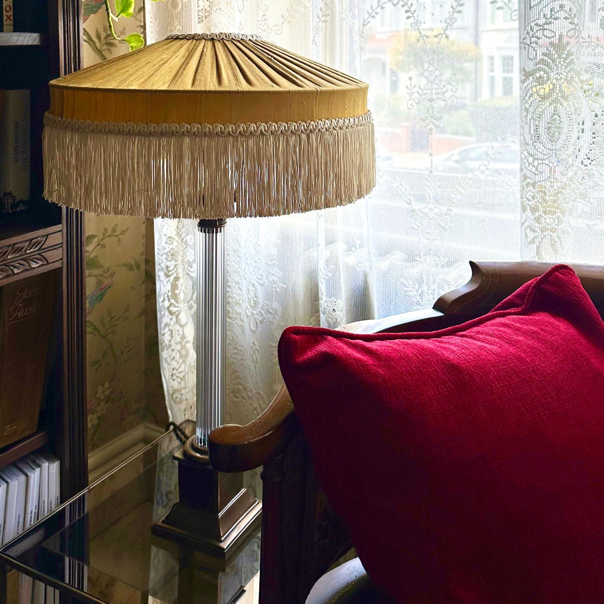 The Peggy Silk Fringed Handmade Lampshade - Gold
