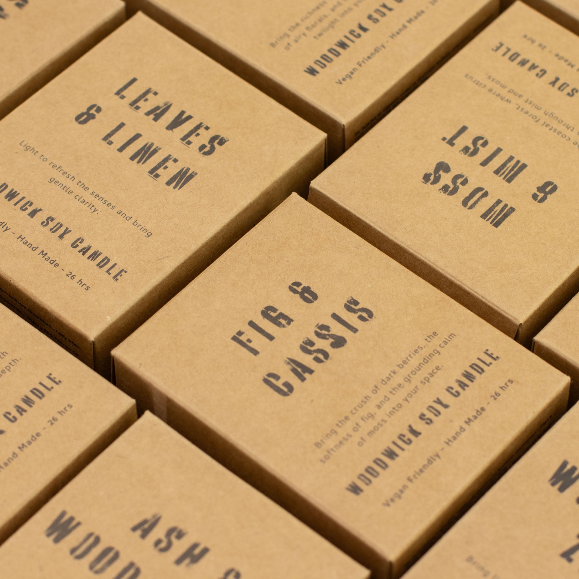 Brown boxes with text on a matching brown background