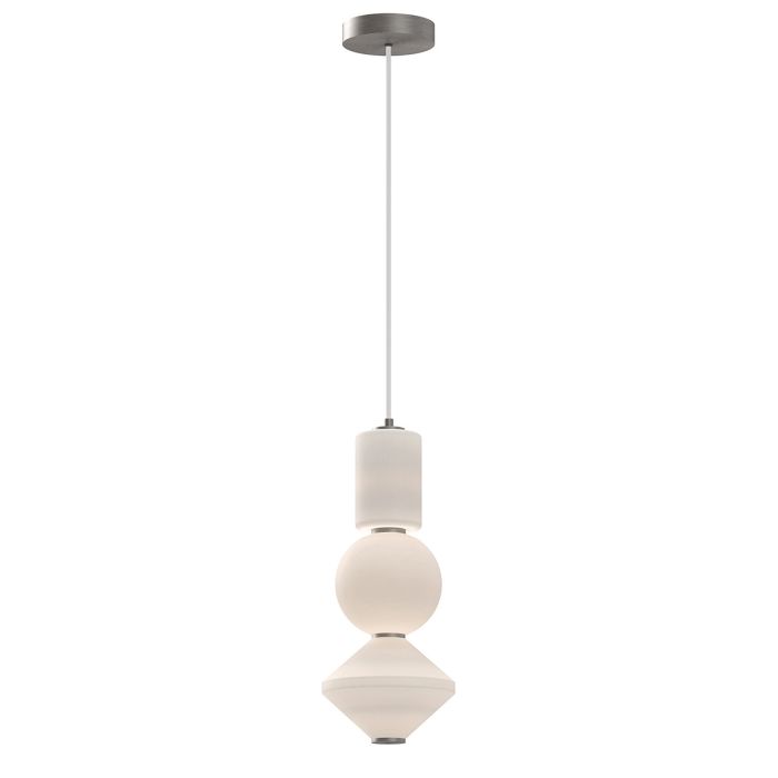 Pendant light with geometric design on a white background
