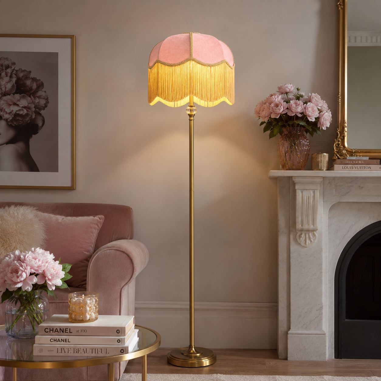 lampshade on a lamp stand