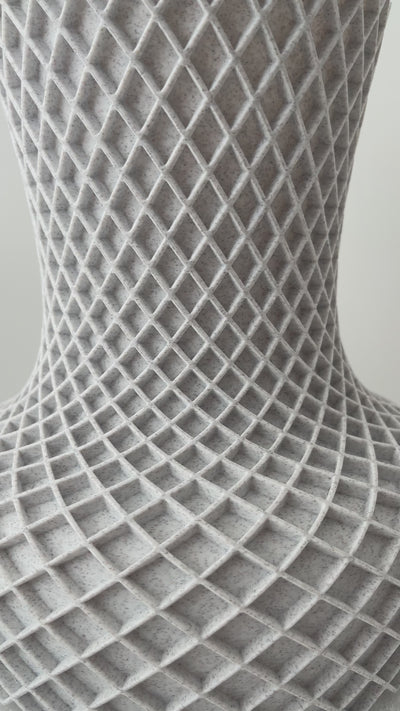 Double Hex Rise Up Vase or Planter in Marble effect PLA an eco plastic derived from cornstarch, original design, printed in Dorset England.