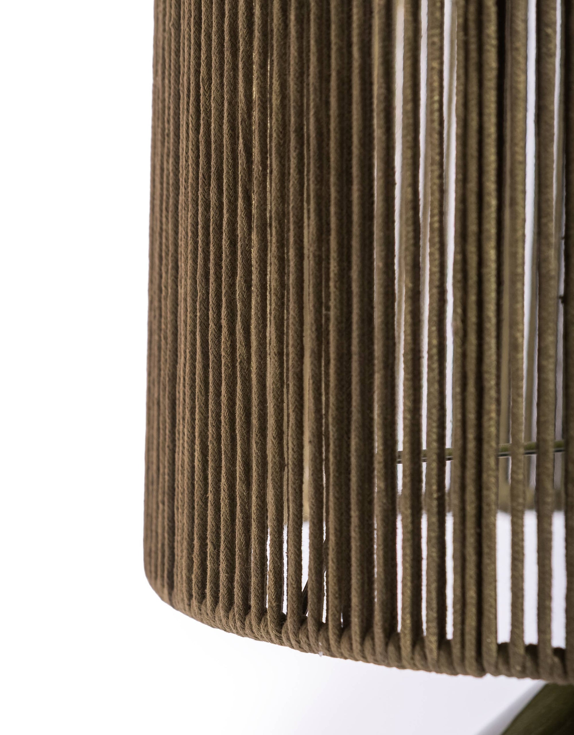 Close-up of a woven brown chair seat on a white background