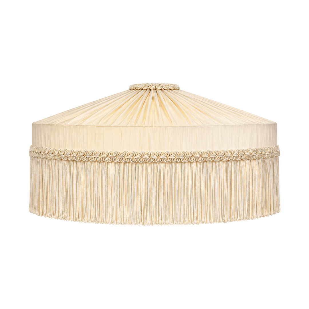 The Peggy Silk Fringed Lampshade - Ivory